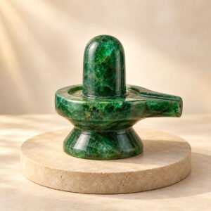 polished emerald shivalingam