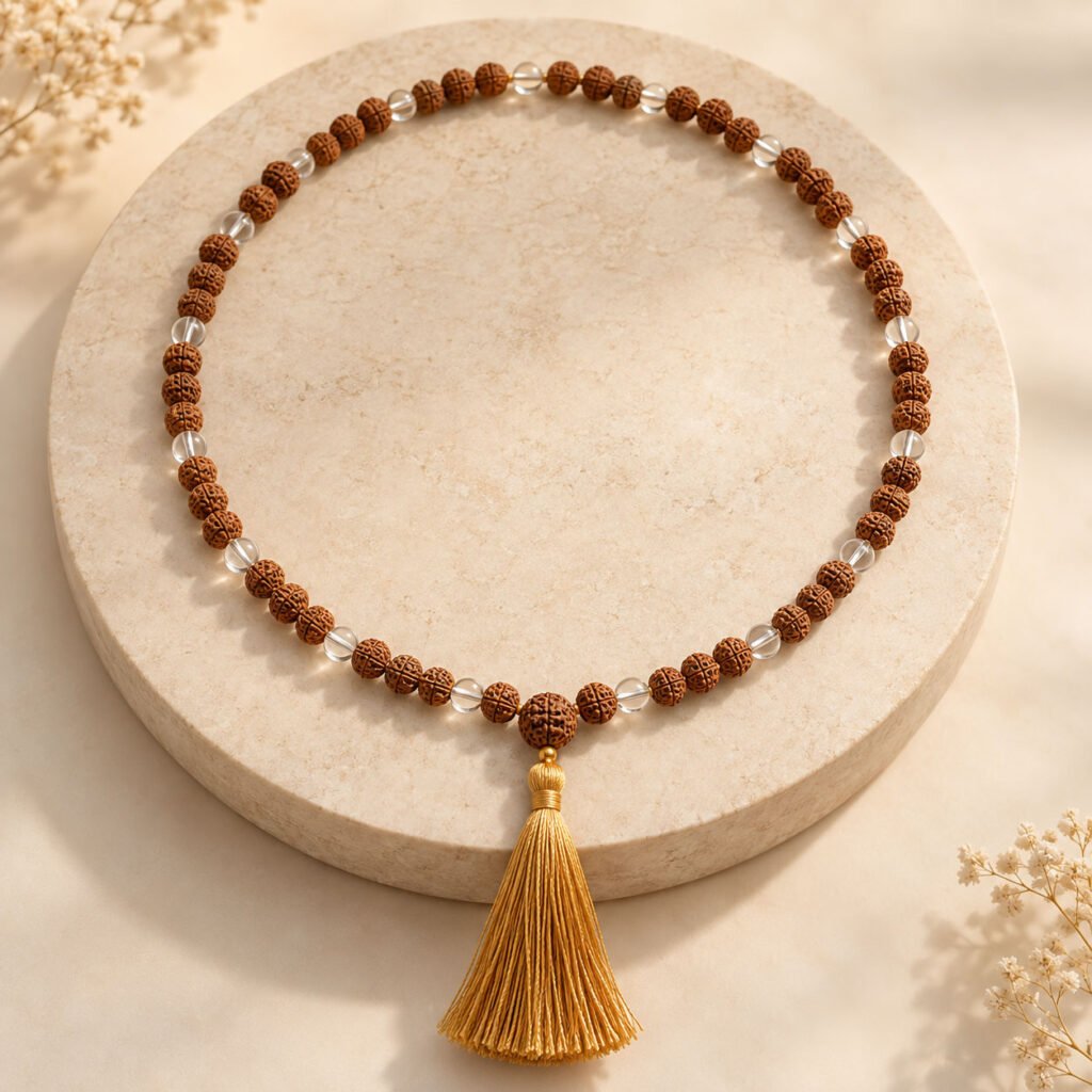 rudraksha & crystal japa mala